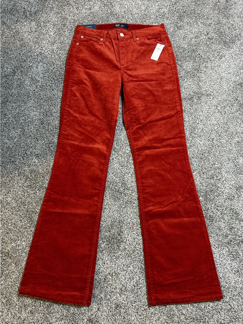 NWT GAP High-Rise Corduroy Flare Pants - Rust Red